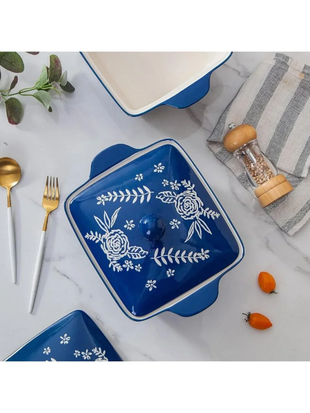 Oven Safe Ceramic Casserole Dish with Lid - Versatile Baking & Serving Dish